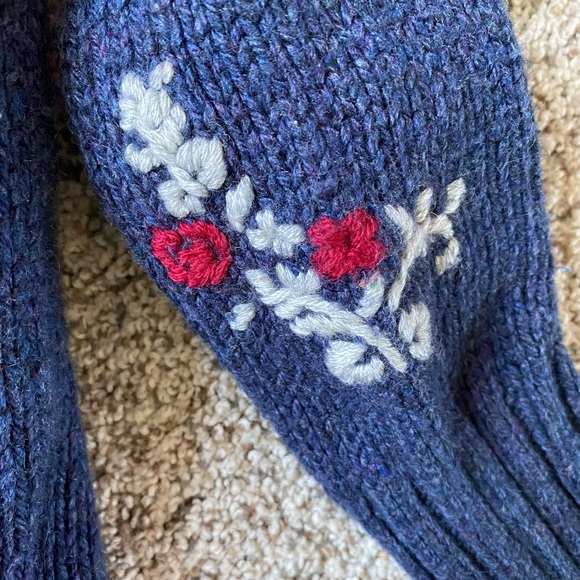 H&M Hooded Knit Cardigan w/ Embroidered Flowers, Cropped Sweater Hoodie LOGG, S - Picture 6 of 9